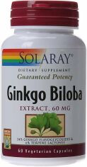 Акція на Solaray Ginkgo Biloba Leaf Extract, 60 mg, 60 Vegetarian Capsules (SOR-03600) від Stylus