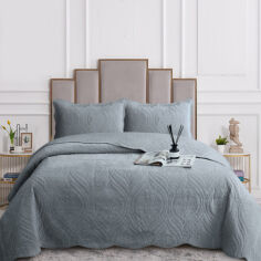 Акція на Покрывало стеганое Velvet Vip Venzel Gray Soho 220х240 см від Podushka