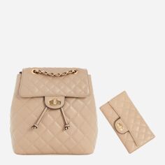 Акція на Набір рюкзак + гаманець жіночий Guess 479647178 Бежевий від Rozetka