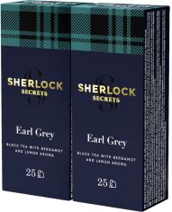 Акція на Набір чорного чаю Sherlock Secrets Earl Grey зі смаком бергамоту 25 пакетиків х 2 шт від Rozetka