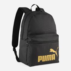 Акція на Рюкзак спортивний тканинний 18л вміщує формат А4 Puma Phase Backpack 91164-03 Black-Gold-No.1 Logo від Rozetka