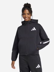 Акція на Толстовка на блискавці з капюшоном жіноча Adidas W Z.N.E. Fz JC5392 XL Black/White від Rozetka