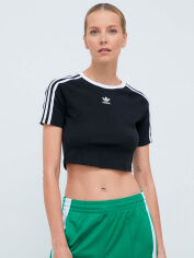 Акція на Футболка бавовняна коротка жіноча Adidas Originals 3 S Baby Tee IU2532 2XS Black від Rozetka