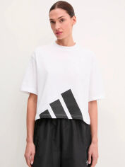 Акція на Футболка бавовняна оверсайз коротка жіноча Adidas W Bl Sj Bf T JG8737 S White/Black від Rozetka