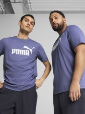Акція на Футболка бавовняна довга чоловіча Puma Ess No. 1 Logo Heather Tee (S) 68255146 S Blue Crystal з принтом від Rozetka