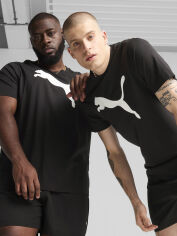 Акція на Футболка бавовняна довга чоловіча Puma Ess Tee 68253601 M Black з принтом від Rozetka