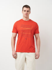 Акція на Футболка бавовняна довга чоловіча Puma Ess Logo Lab Hog Tee 68466415 S Red Fire з принтом від Rozetka