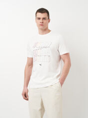 Акція на Футболка бавовняна довга чоловіча Puma Ess Logo Lab Hog Tee 68466402 M White з принтом від Rozetka