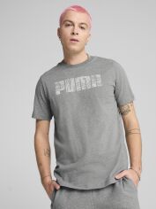 Акція на Футболка бавовняна довга чоловіча Puma Mass Merchants Tee 68465903 L Medium Gray Heather з принтом від Rozetka