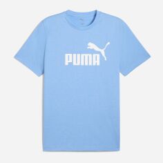 Акція на Футболка бавовняна довга чоловіча Puma Ess No. 1 Logo Heather Tee (S) 68255157 2XL Team Light Blue з принтом від Rozetka