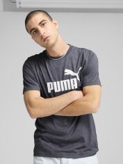 Акція на Футболка довга чоловіча Puma Ess No. 1 Logo Heather Tee 68255016 S New Navy з принтом від Rozetka