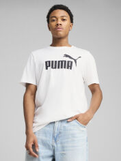 Акція на Футболка бавовняна довга чоловіча Puma Ess No. 1 Logo Tee 68253202 XS White з принтом від Rozetka