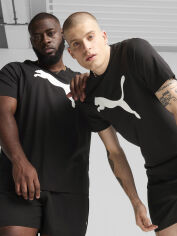 Акція на Футболка бавовняна довга чоловіча Puma Ess Tee 68253601 2XL Black з принтом від Rozetka