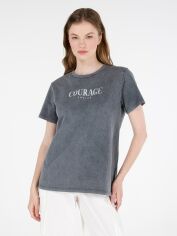 Акція на Футболка бавовняна довга жіноча Colin's CL1071695ANT XS Anthracite від Rozetka