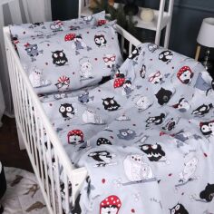 Акція на Комплект постільної білизни MirSon Полуторний Євро 160x220 см Kids Time 17-0672 Silver Owlets Бязь від Rozetka