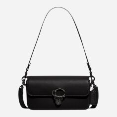 Акція на Сумка багет жіноча з натуральної шкіри маленька Coach Studio Baguette Bag BG-COA-54 Чорна від Rozetka