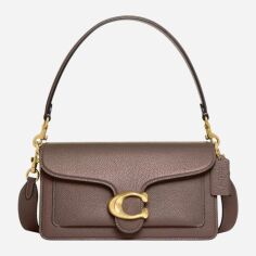 Акція на Сумка багет жіноча з натуральної шкіри середня Coach Tabby Shoulder Bag 26 BG-COA-53 Коричнева від Rozetka
