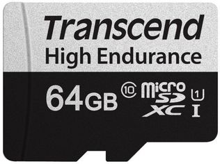 Акция на Карта памяти Transcend microSDXC 64GB C10 UHS-I U1 High Endurance (85TB) (TS64GUSD350V) от MOYO