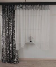 Акція на Комплект подвійних штор Троя Модерн-срібло + магніт 150х240 см і арка 290х170 см від Rozetka