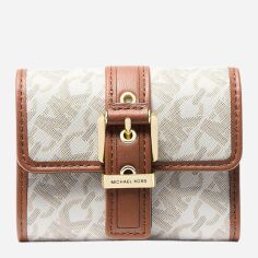 Акція на Гаманець жіночий зі штучної шкіри для карток Michael Kors 727891625 Бежевий/Коричневий від Rozetka