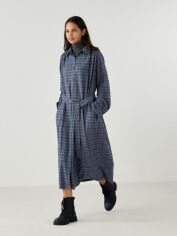 Акція на Сукня-сорочка міді осіння жіноча Uniqlo 204485720 L Синя від Rozetka