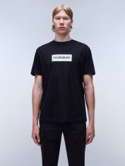 Акція на Футболка бавовняна довга чоловіча Napapijri S-Box Logo SS NP0A4I3L0411 XL Чорна від Rozetka