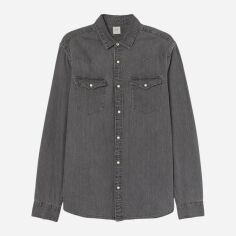 Акція на Сорочка джинсова чоловіча H&M 7637061wer S Сіра від Rozetka