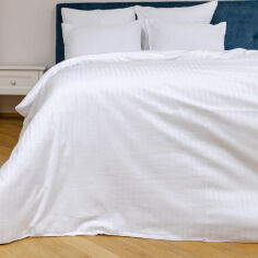 Акція на Комплект постельного белья Stripe SoundSleep сатин-страйп белый Двуспальный комплект від Podushka