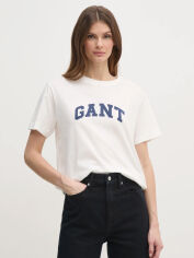 Акція на Футболка бавовняна жіноча GANT Rel Graphic Ss T-Shirt 4200553-113 XS Біла з принтом від Rozetka