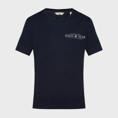 Акція на Футболка бавовняна жіноча GANT Reg Shield Ss T-Shirt 4200290-433 M Синя з принтом від Rozetka