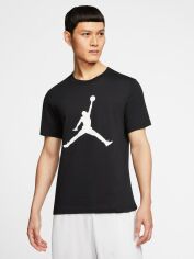 Акція на Футболка бавовняна довга чоловіча Nike M Jordan Jumpman Ss Crew CJ0921-011 S Чорна з принтом від Rozetka