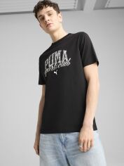 Акція на Футболка бавовняна довга чоловіча Puma Class Graphic Tee 68464301 M Black з принтом від Rozetka
