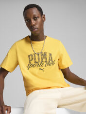 Акція на Футболка бавовняна довга чоловіча Puma Class Graphic Tee 68464355 S Sunny Yellow з принтом від Rozetka