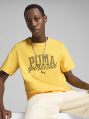 Акція на Футболка бавовняна довга чоловіча Puma Class Graphic Tee 68464355 M Sunny Yellow з принтом від Rozetka