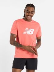 Акція на Футболка бавовняна довга чоловіча New Balance Sport Jersey Logo MT43906DTR S Яскраво-рожева від Rozetka