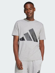 Акція на Футболка бавовняна довга чоловіча Adidas M Bl Sj T JE8948 L Mgreyh/Black з принтом від Rozetka