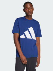 Акція на Футболка бавовняна довга чоловіча Adidas M Bl Sj T JE8940 XL Dkblue/White з принтом від Rozetka