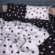 Акція на Комплект постільної білизни MirSon King Size 220х240 см 17-0669 Black and White Love Бязь від Rozetka