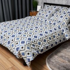 Акція на Комплект постільної білизни Moon&Star King Size 220x240 наволочки 2х70х70 Бязь Gold Люкс Blue Mosaic (MS-820005987) від Rozetka