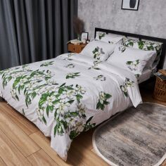 Акція на Комплект постільної білизни Moon&Star King Size 220x240 наволочки 2х50х70 Бязь Gold Люкс Wisteria White (MS-820007456) від Rozetka