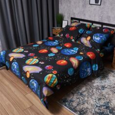 Акція на Комплект постільної білизни Moon&Star Двоспальний 175х210 наволочки 4х50х70 Бязь Gold Люкс Universe Magic (MS-820007043) від Rozetka