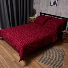 Акція на Комплект постільної білизни Moon&Star King Size 220x240 наволочки 2х40х60 Бязь Gold Люкс Burgundy Charm (MS-820006090) від Rozetka