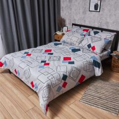 Акція на Комплект постільної білизни Moon&Star King Size 220x240 наволочки 4х70х70 Бязь Gold Люкс Urban Grid (MS-820007109) від Rozetka