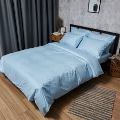 Акція на Комплект постільної білизни Moon&Star King Size 220x240 наволочки 4х70х70 Satin Stripe Ocean Calm (MS-820008649) від Rozetka