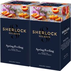 Акція на Упаковка чорного чаю Sherlock Secrets Spring Feeling з чебрецем та персиком 2 пачки по 1.8 г х 22 саше від Rozetka