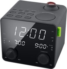Акція на Годинник настільний з радіоприймачем/USB MUSE M-189 P проекційний чорний від Rozetka