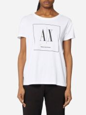 Акція на Футболка бавовняна жіноча Armani Exchange 318661494 2XL Біла з принтом від Rozetka