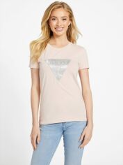 Акція на Футболка бавовняна жіноча Guess 674110353 L Рожева з принтом від Rozetka