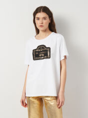 Акція на Футболка бавовняна жіноча Karl Lagerfeld 500378030 XL Біла від Rozetka