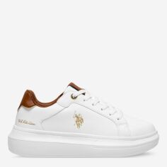 Акція на Жіночі кеди низькі U.S. Polo Assn CHELIS001A 37 24.6 см Білі з коричневим від Rozetka
